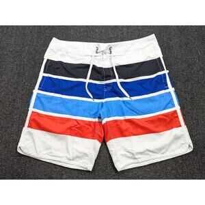 GAP Heavy Board Shorts Mens Swim Trunks Bathing White Colorful Stripes Size XL